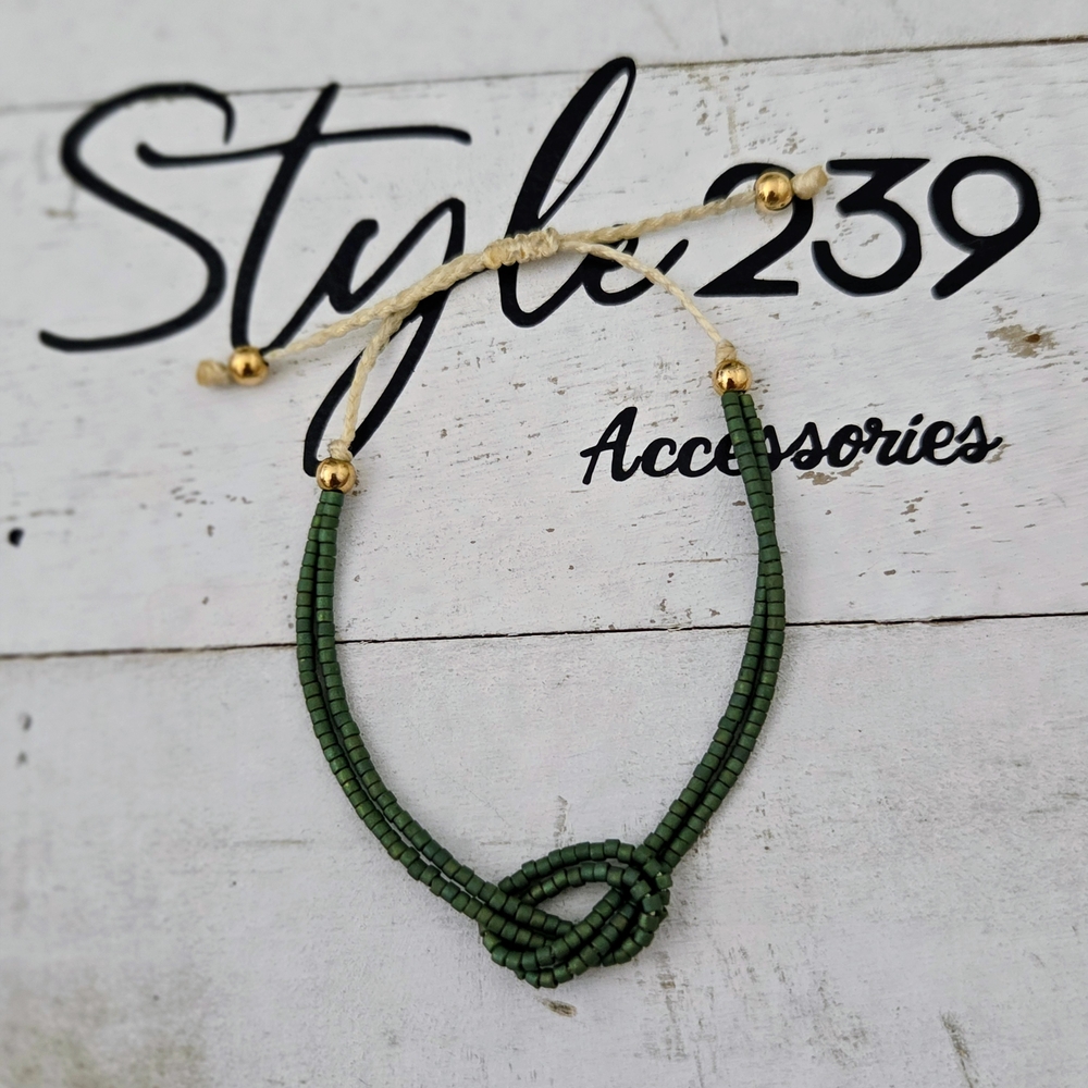 Miyuki Green Knot Adjustable Bracelet